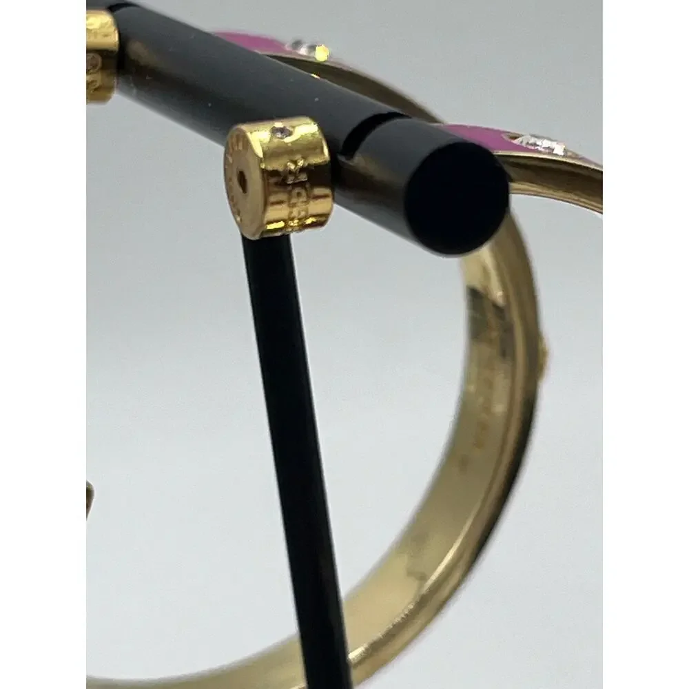 Kurt Geiger‎ Signed Fuchsia Enamel Eagle & Crystal Hoop Post Earrings